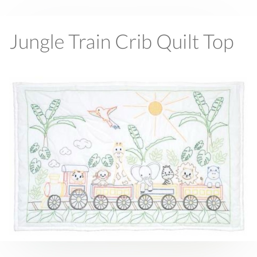 Jack Dempsey Needle Art Jungle Train Crib Quilt Top Stamped Kit